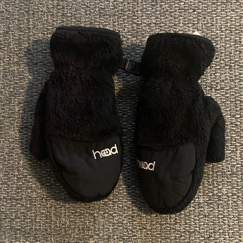 Head Black Fleece Kids Mittens